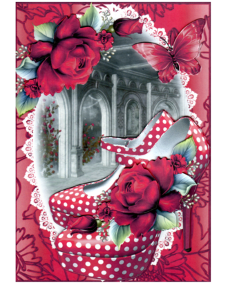 Red Polka Dot Shoe with Rose